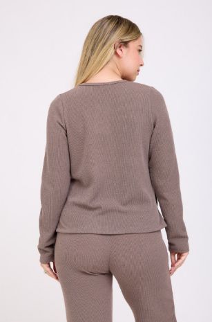 קרדיגן הריון סריג שרוכים מוקה