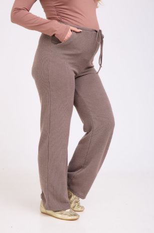 מכנסי הריון סריג מירב בצבע מוקה