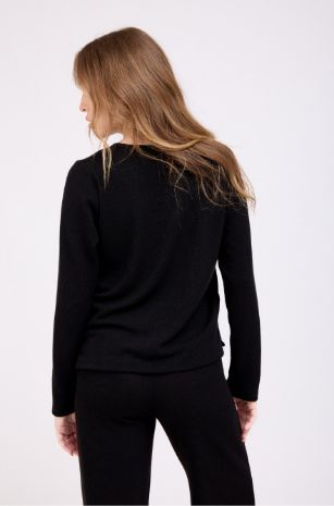 קרדיגן הריון סריג שרוכים שחור