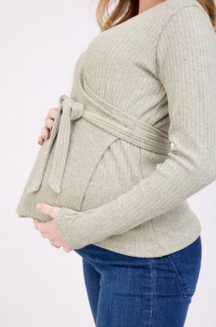 סריג הריון מעטפת זית מלאנז'