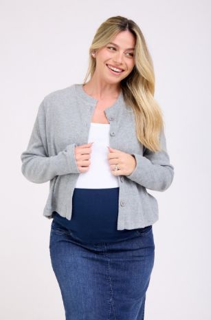 קרדיגן הריון סריג כפתורים אפור