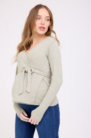 סריג הריון מעטפת זית מלאנז'