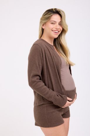 שורטס להריון סריג בורדו חום