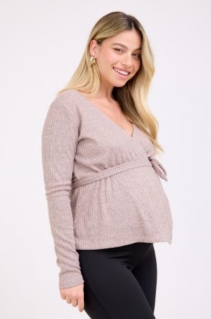 סריג הריון מעטפת מוקה מלאנז' 