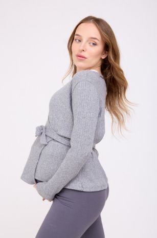 סריג מעטפת להריון אפור מלאנז'