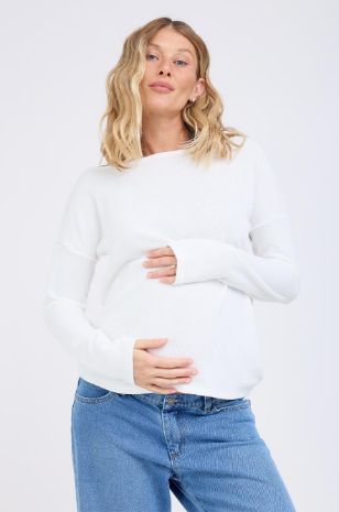 סריג הריון מחשוף סירה שמנת של אבישג ארבל