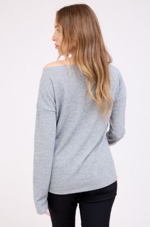 סריג הריון מחשוף סירה אפור בהיר של אבישג ארבל