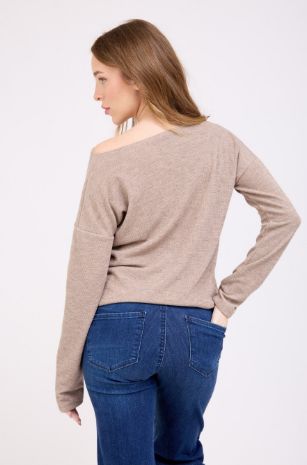 סריג הריון מחשוף סירה חול של אבישג ארבל