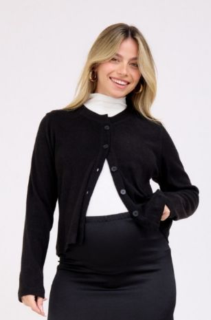 קרדיגן הריון סריג כפתורים שחור