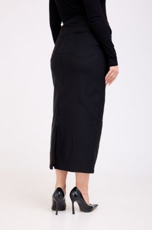 חצאית הריון לנשים צנועות שחורה בגרת מקסי 