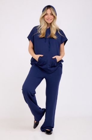 סט מכנסי פרנץ טרי וקופצ'ון להריון בנייבי של אבישג ארבל