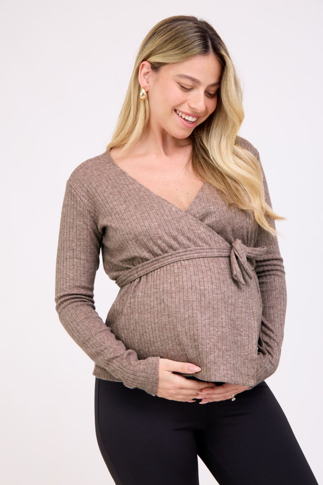 סריג הריון מעטפת מוקה מלאנז'