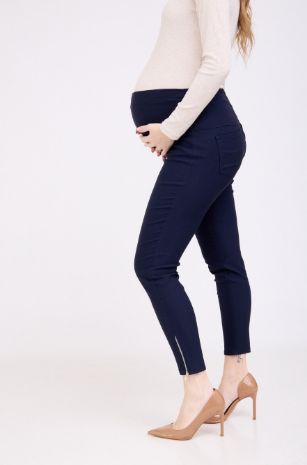 מכנסי הריון נייבי בגזרה צמודה ללא גומי בבטן