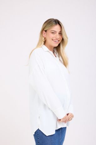 חולצת הריון מכופתרת פרינסס לבנה