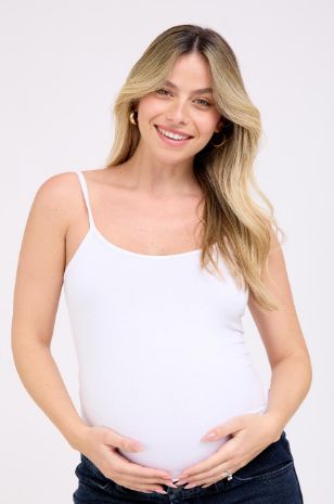 גופיית ספגטי להריון לבנה