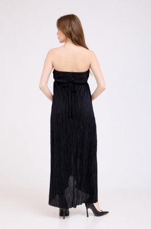 שמלת הריון סטרפלס פליסה שחורה