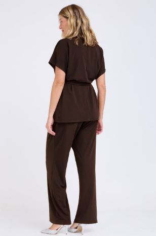 מכנסי הריון מחוייטים חום שוקולד