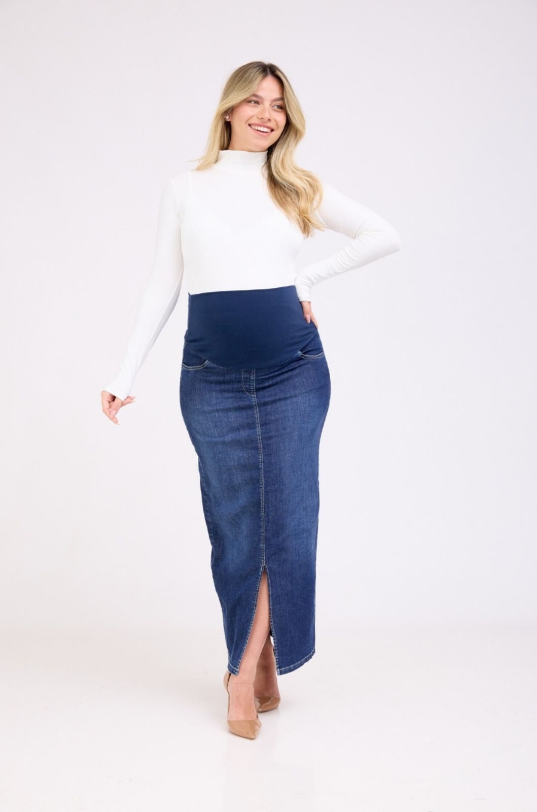 חצאית ג'ינס להריון דוריה כחול כהה 