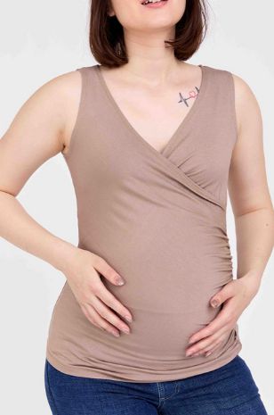 גופיית מעטפת להריון והנקה מוקה