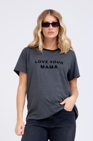 חולצ הריון LOVE YOU MAMA אפור כהה אבישג ארבל