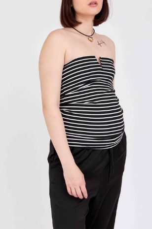 סטרפלס הריון V שחור לבן