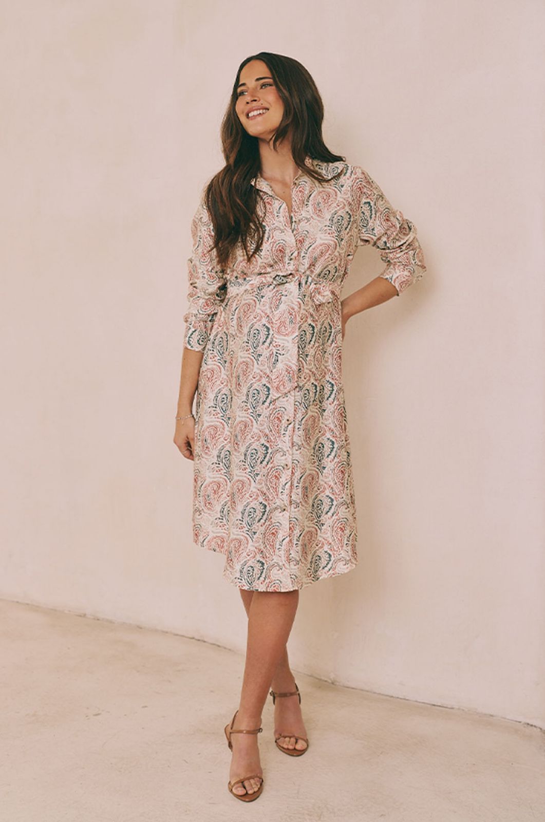 שמלת הריון סופי הדפס פרחים חאקי