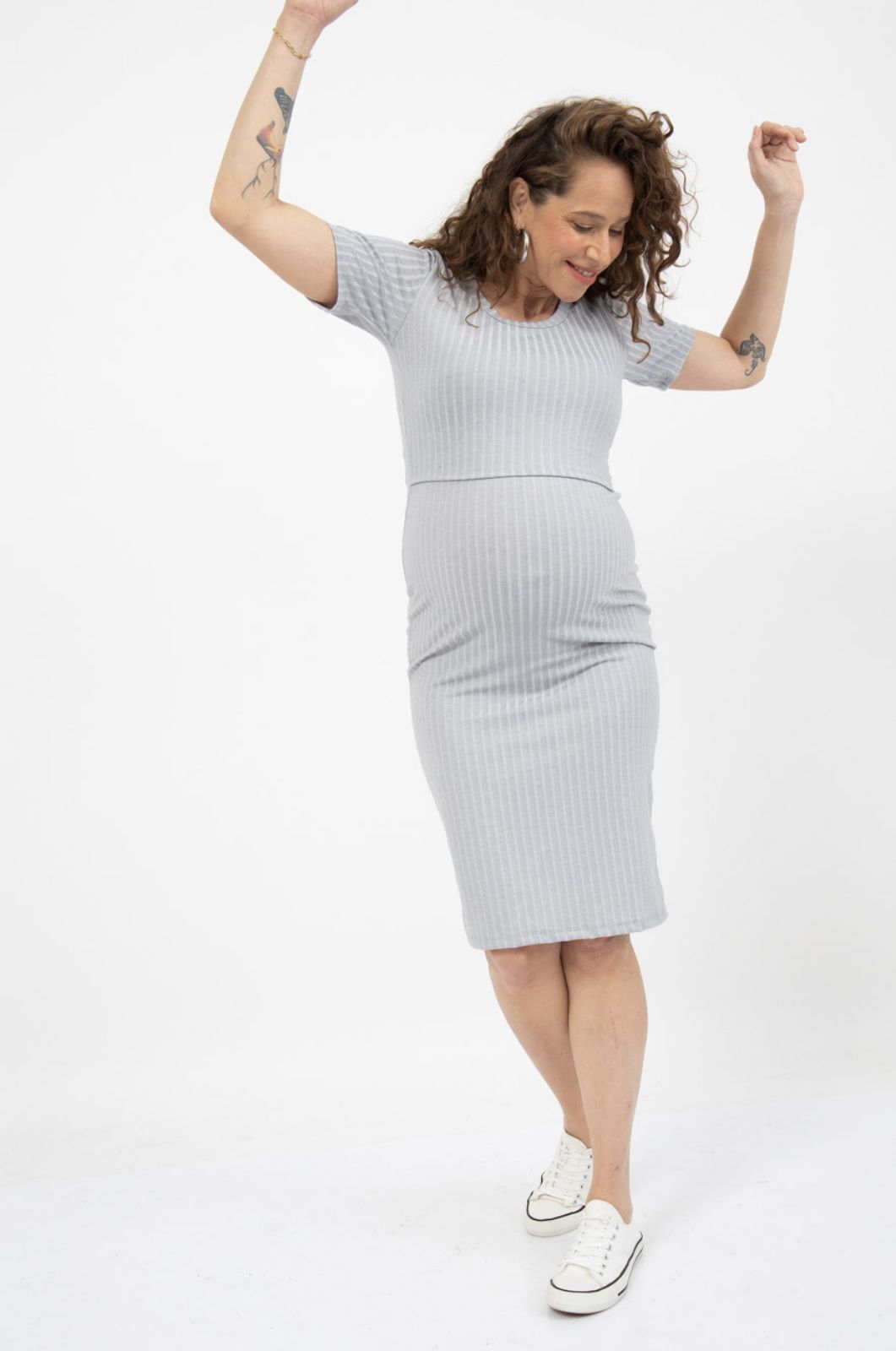 שמלת הריון הנקה רוזי אפור מלאנז'