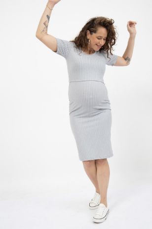 שמלת הריון הנקה רוזי אפור מלאנז'