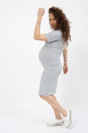 שמלת הריון הנקה רוזי אפור מלאנז'