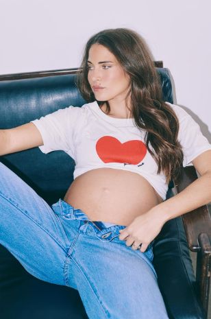  טי שירט הריון MON AMOUR לבן