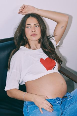  טי שירט הריון MON AMOUR לבן