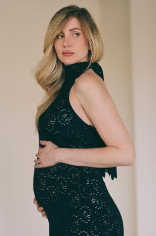 שמלת הריון קשירה מקסי שחורה