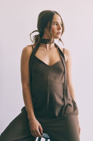 אוברול הריון נגה חום שוקולד של אבישג ארבל