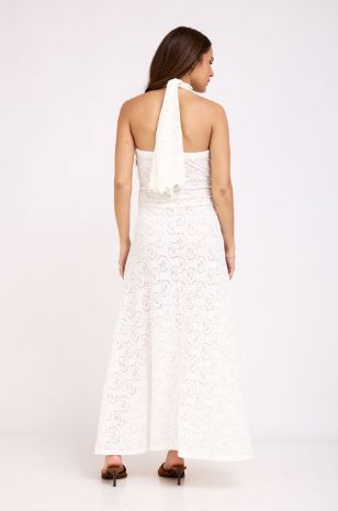 שמלת הריון תחרה לבנה שמנת של אבישג ארבל