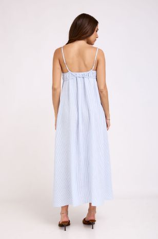 שמלת הריון טופז פסים תכלת לבן