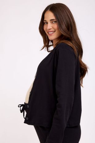 קרדיגן הריון V כפתורים שחור