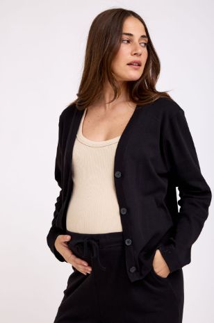 קרדיגן הריון V כפתורים שחור