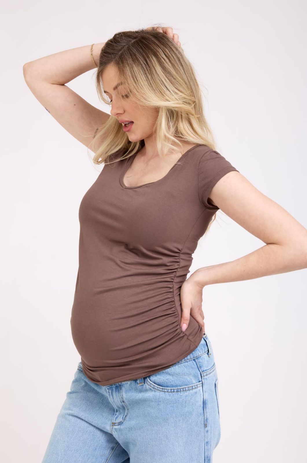 חולצת הריון ויוי ש.קצר חום