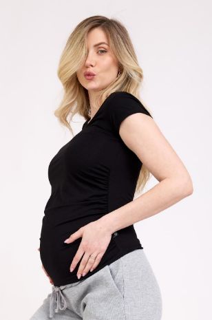 חולצת הריון Baby Grow ש.קצר שחורה