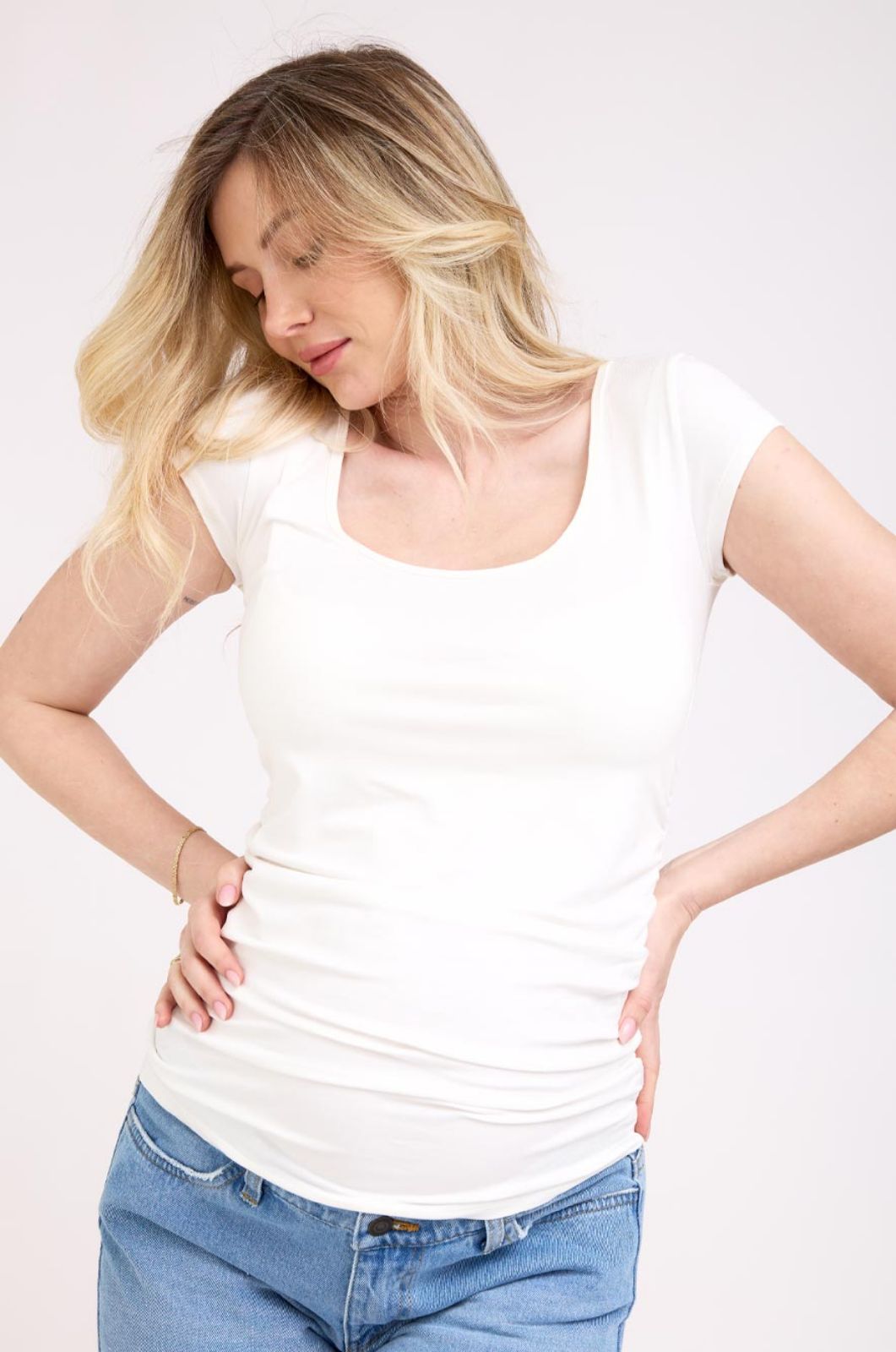 חולצת הריון Baby Grow ש.קצר שמנת