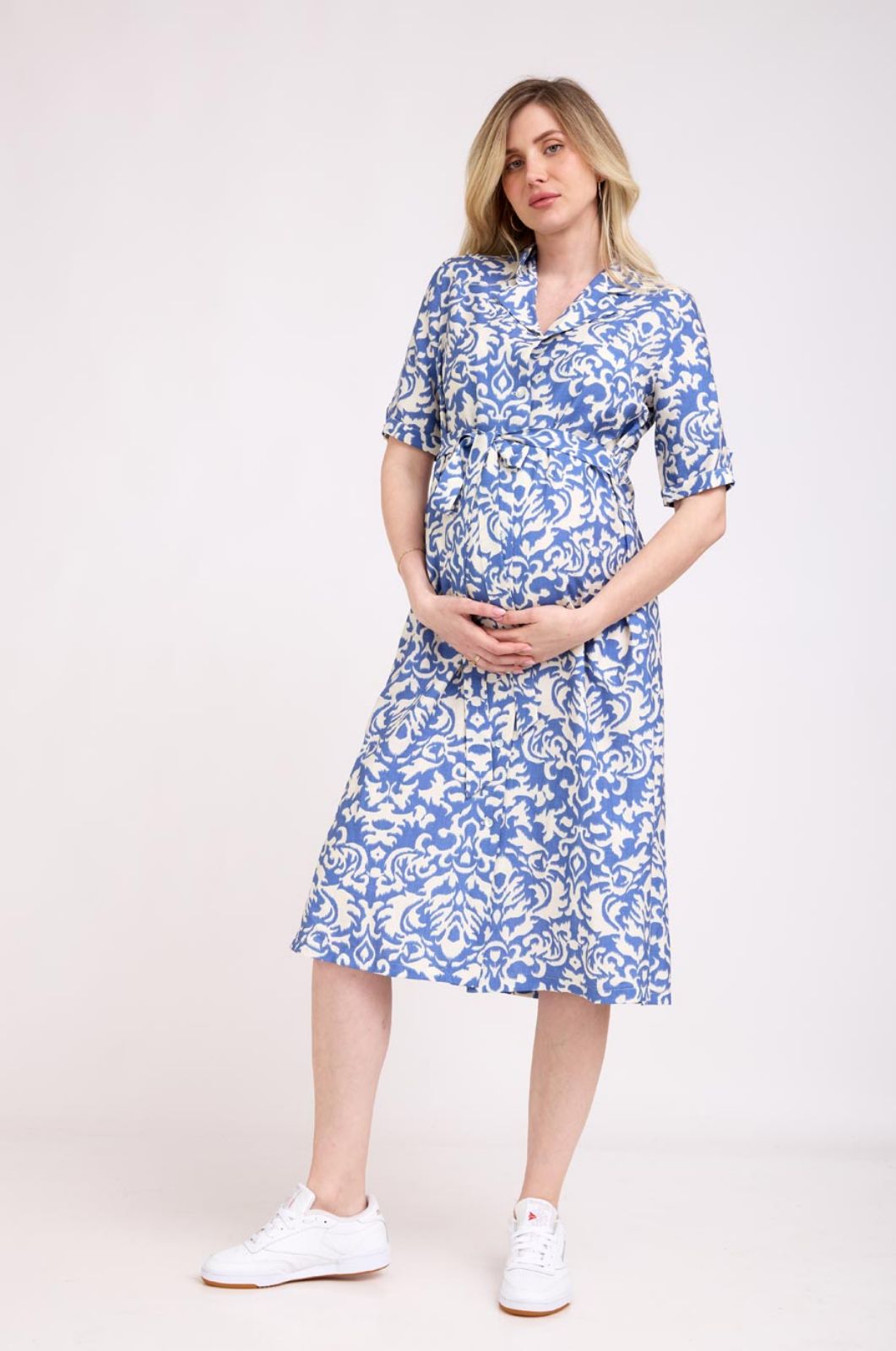 שמלת הריון מלורי כחול שמנת אבשיג ארבל