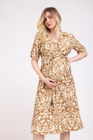 שמלת הריון מלורי קאמל שמנת של אבישג ארבל