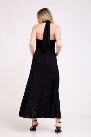 שמלת הריון תחרה עם קשירה שחורה