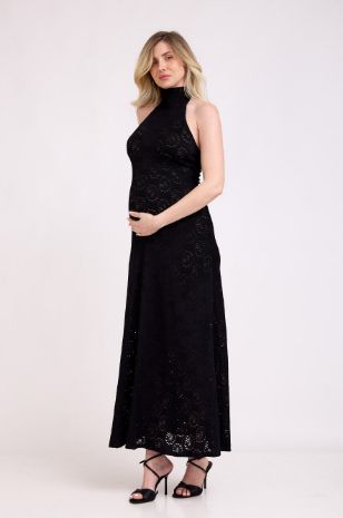 שמלת הריון אירועים תחרה שחורה