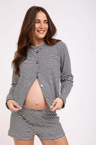 קרדיגן הריון פסים שחור לבן של אבישג ארבל