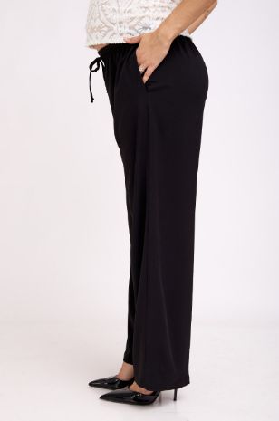 מכנסיים נוחים להריון עם קשירה שחורים
