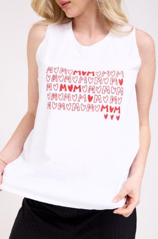 גופיית הריון לבנה עם פרינט לבבות אבישג ארבל