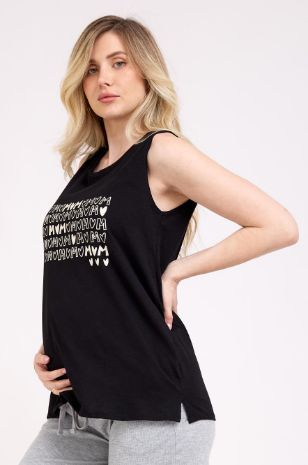 טי שירט  להריון לבבות שחורה