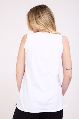 טי שירט ללא שרוולים להריון לבבות לבן