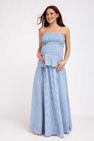 סטרפלס וחצאית להריון משבצות של אבישג ארבל